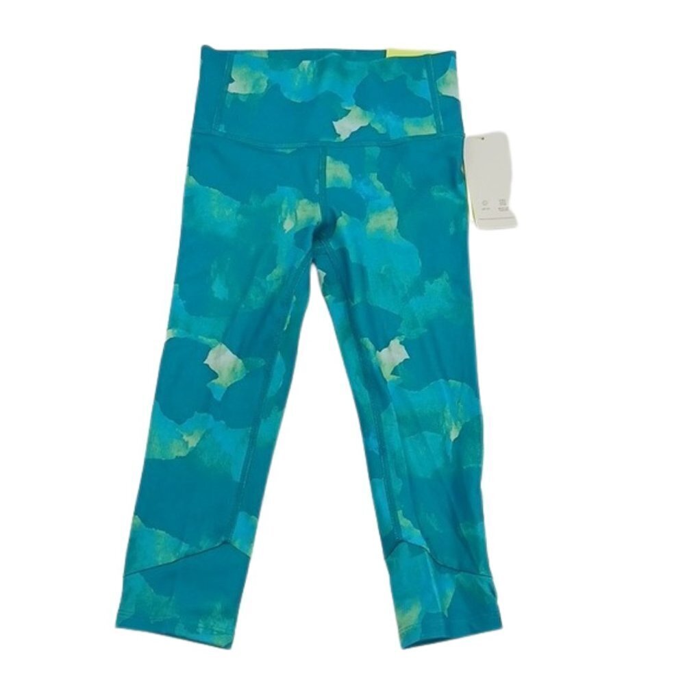 All In Motion Girls XS Blue Green Abstract Capri Leggings Activewear Athletic